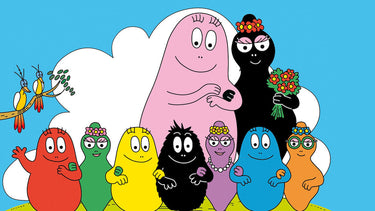 Diamond Painting Barbapapa familie met vogels met Ronde steentjes 100x55cm - Beste Kwaliteit